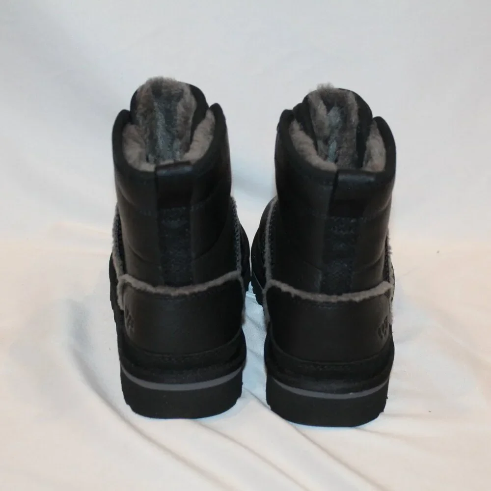 UGG‎ MEN'S LEATHER HIGH HERITAGE LEATHER LACE UP CHUKKA BOOTS BLACK GRAY NEW